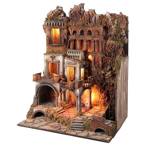 Town with Water Mill nativity from Naples of 10-12-14 cm 100x80x60 cm 4