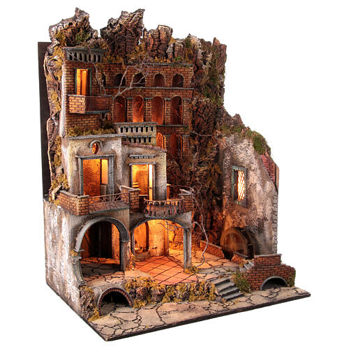 Town with Water Mill nativity from Naples of 10-12-14 cm 100x80x60 cm 7