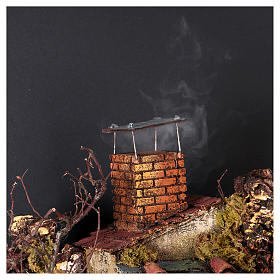 Borough with Chimney and SMOKE EFFECT nativity of 10-12-14 cm from Naples 120x80x60 cm