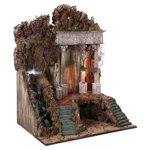 Scenery for nativity from Naples of 10-12-14 cm waterfall with SMOKE EFFECT 105x80x60 cm 3