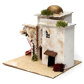 Settings, houses, workshops, wells: Nativity scene setting, Arab house with dome and doorways 20x25x20 cm
