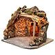 Cabane illuminé avec porche bois et liège 25x30x25 cm crèche napolitaine s2