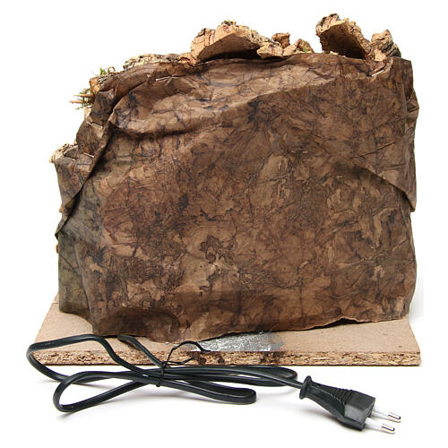 Oświetlona stajenka z werandą z drewna i korka, 25X30X25cm,  szopka neapolitańska 4