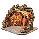 Illuminated stable with wooden porch and cork for Neapolitan Nativity Scene 25x28x25 cm s2