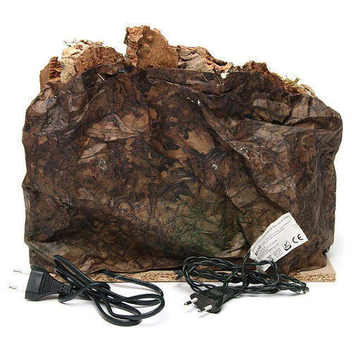 Krippenszenerie, Höhle aus Kork und Holz mit Beleuchtung und Ofen, 30x35x30 cm, für neapolitanische Krippe 4