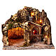 Gruta com forno iluminado e luzes exteriores madeira e cortiça 30x35x30 cm presépio napolitano s1