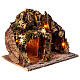 Gruta com forno iluminado e luzes exteriores madeira e cortiça 30x35x30 cm presépio napolitano s3