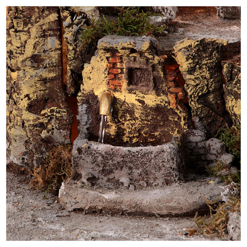 Aldea belén cueva Natividad castillo fuente madera corcho 50x55x60 cm belén napolitano 4