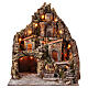 Borough with grotto Nativity castle fountain wood cork 50X55X60 cm neapolitan nativity s1