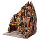 Borough with grotto Nativity castle fountain wood cork 50X55X60 cm neapolitan nativity s3
