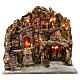 Nativity illuminated Town with oven fountain and grotto 50X55X60 cm Neapolitan nativity s1
