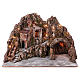 Village for nativity scene with lights, water stream movement and cave 55x85x65 cm, Neapolitan style s1