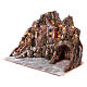 Village for nativity scene with lights, water stream movement and cave 55x85x65 cm, Neapolitan style s2