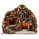 Countryside village for Neapolitan Nativity Scene with lighting fountain moving mill 50x65x55 cm s1