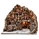 Neapolitan nativity scene setting with lights, cave and stream 50x50x60 cm s1