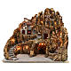 Nativity scene setting with lights, mill, stream and oven 60x65x65, Neapolitan style s1