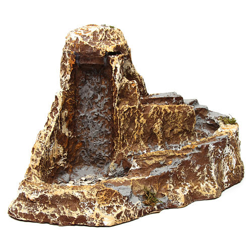 Brook with Dual Function Waterfall 25x40x25 cm in resin Neapolitan nativity 3