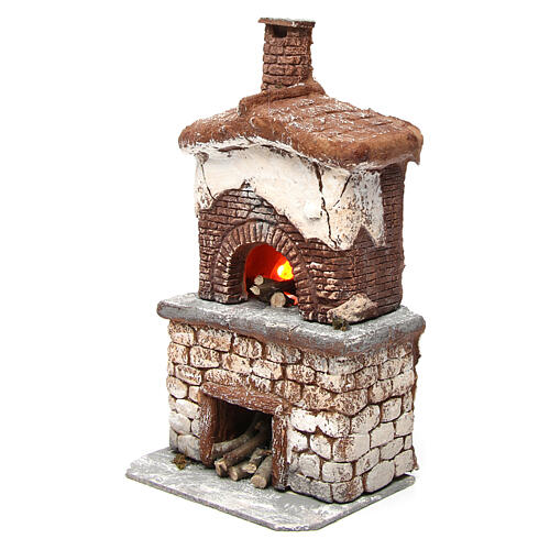 Ofen aus Harz mit Glühbirne 30x15x10 cm neapolitanische Krippe 2