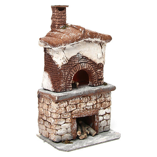 Ofen aus Harz mit Glühbirne 30x15x10 cm neapolitanische Krippe 3