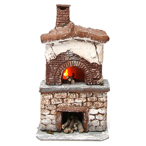 Forno em resina com lâmpada 30x15x10 cm presépio napolitano 1