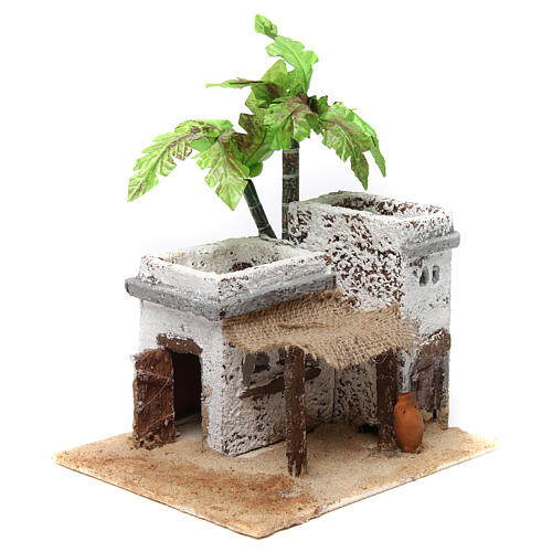 Podwójny dom w stylu arabskim z pionowymi kolumnami z drewna i żywicy, 20x20x20 cm 3