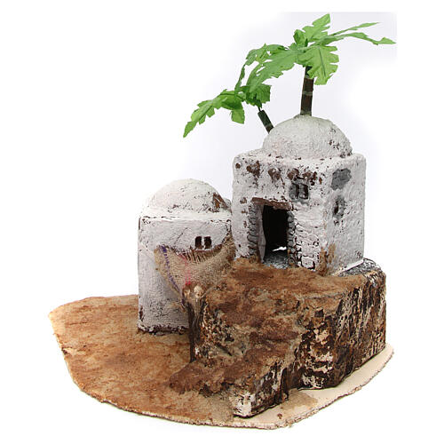 Dom dwupoziomowy z kopułą w arabskim stylu i ganek, 35x35x30 cm, z drewna i żywicy 2