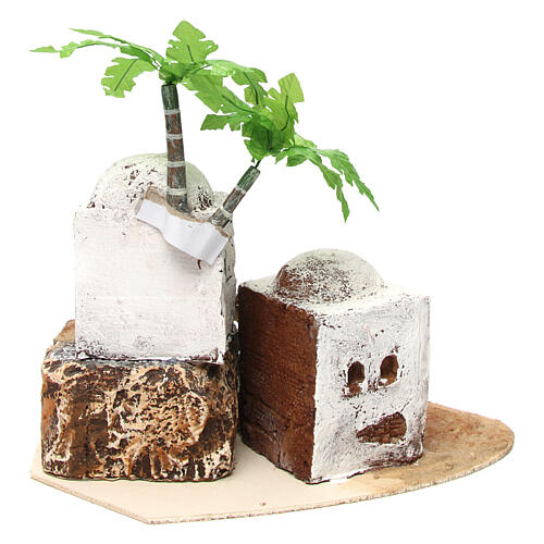 Dom dwupoziomowy z kopułą w arabskim stylu i ganek, 35x35x30 cm, z drewna i żywicy 4