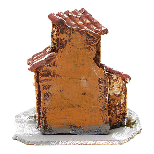 House in resin on wooden base mod. B for Neapolitan Nativity Scene 10x10x10 cm 4