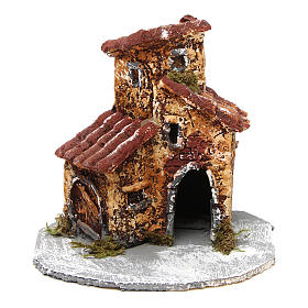 Casetta in resina base di legno mod. B 10x10x10 cm presepe napoletano