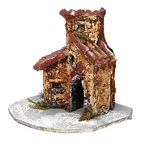 House in resin on wooden base mod. B for Neapolitan Nativity 10x10x10 cm
