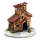 House in resin on wooden base mod. B for Neapolitan Nativity 10x10x10 cm s1