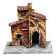 Casetta tripla con porta e finestra ovale aperte 15x15x15 cm presepe napoletano resina base legno s1