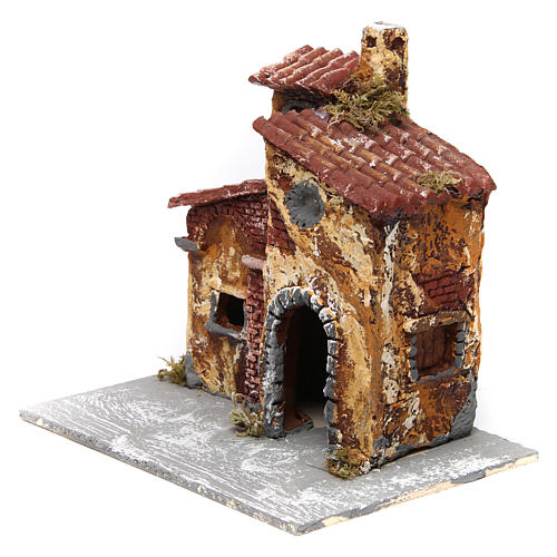 Neapolitan nativity scene house with open door and oval window 15x15x15 cm 2