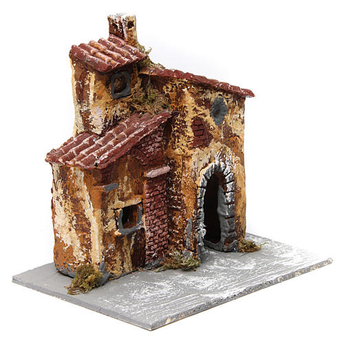 Neapolitan nativity scene house with open door and oval window 15x15x15 cm 3