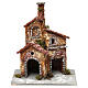 Three-house structure in resin on wooden base for Neapolitan Nativity Scene 20x15x15 cm s1