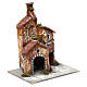 Three-house structure in resin on wooden base for Neapolitan Nativity Scene 20x15x15 cm s3