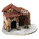 Neapolitan Nativity house in resin on wooden base with porch and open door 15x20x20 cm s1