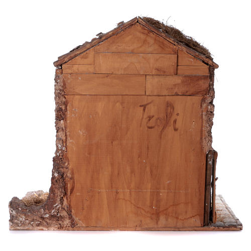 Stable in wood and cork for 30 cm statues 105x115x60 cm, Neapolitan nativity scene 4