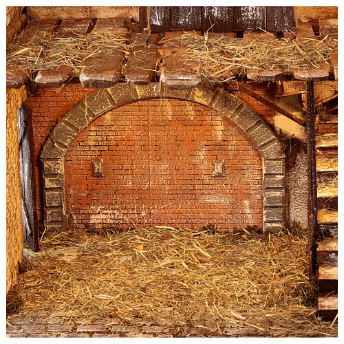 Stable in wood and cork for 30 cm statues 105x115x60 cm, Neapolitan nativity scene 2