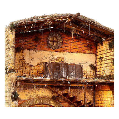 Stajnia z drewna i korka dla figurek 30 cm, wym. 105x115x60 cm, sceneria szopkia neapolitańska 4