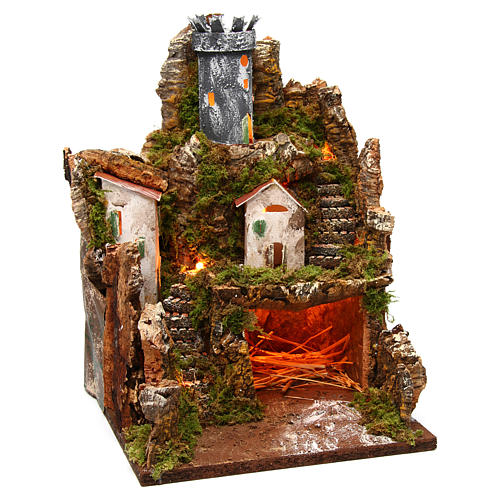Village avec lumières 25x25x35 cm crèche 3