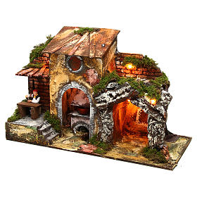 Village with Lights and Movement 40x20x30 cm nativity 10 cm