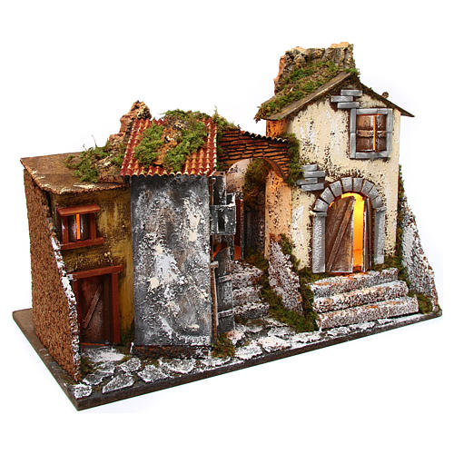 Hamlet with lights for Nativity Scene 60x35x45 cm 3