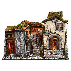 Casas, ambientaciones y tiendas: Aldea con luces 60x35x45 cm belén