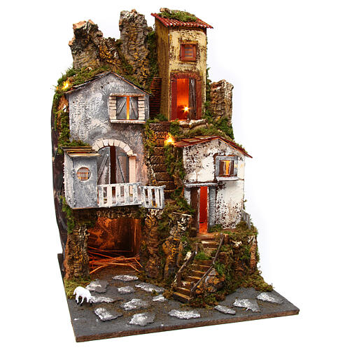 Wioska z oświetleniem, 45x52x70, do szopki, MOD. B 3
