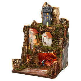 Borgo con Natività e luci di 6 cm presepe