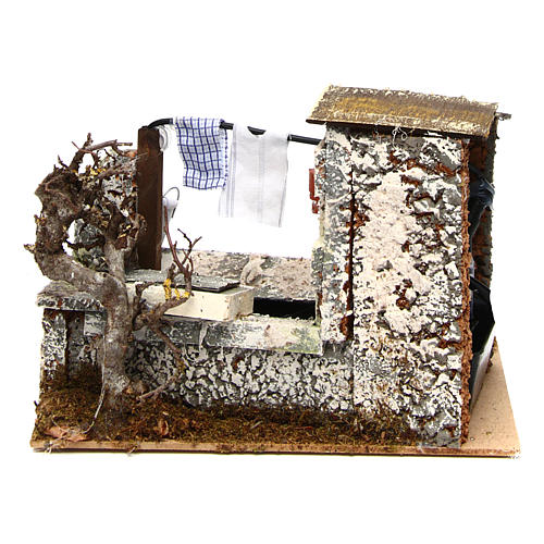 Clothes line dripping fountain with pump 20x14x17 cm for a nativity scene 4