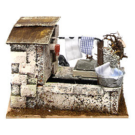 Fontaine, linge qui sèche avec pompe 20x14x17 cm crèche