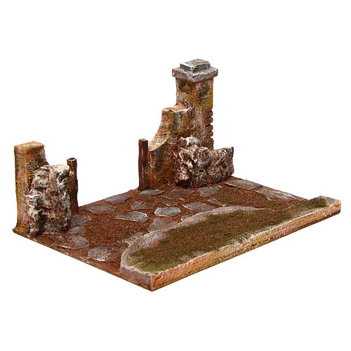 Parte di strada con pilastro presepe 12 cm 3