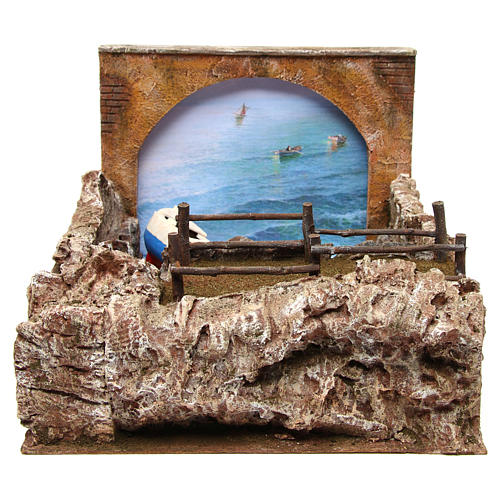 Marine setting with boat for Nativity Scene 1